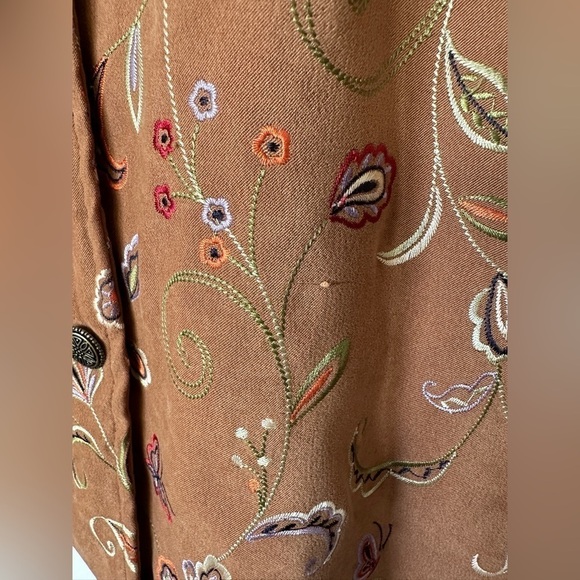 Vintage Draper’s and Damon’s Brown Floral Embroidered Retro Shirt Jacket Small - Picture 6 of 7